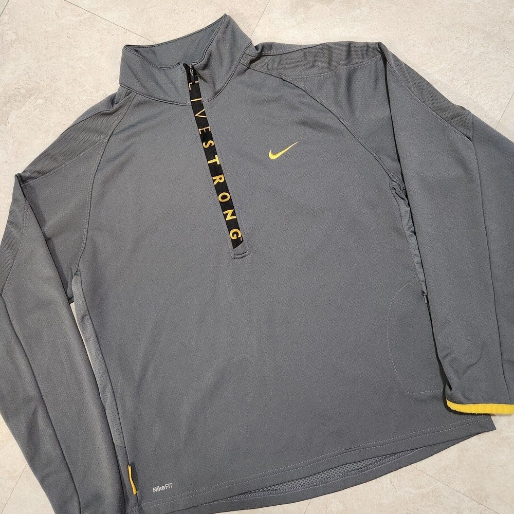 NIKE X Livestrong Womens L Large Pullover 1/2 Zip‎ Dri Fit Jacket Sweatshirt